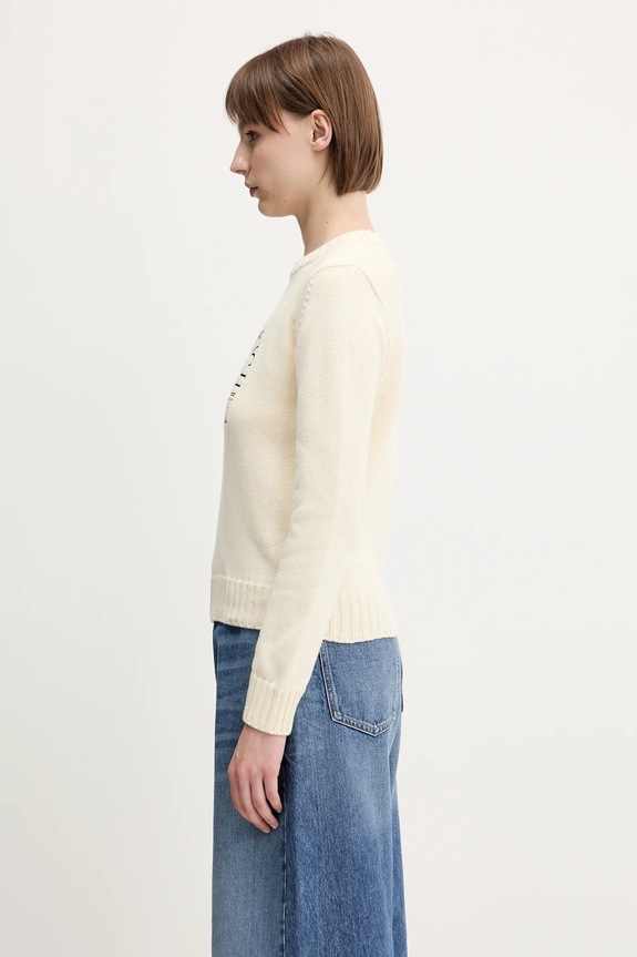 Sporty & Rich cotton jumper Polo Club Knitted WS065612252CR01 beige SS25