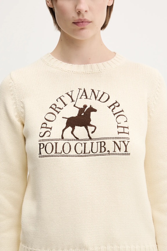 Sporty & Rich cotton jumper Polo Club Knitted beige WS065612252CR01