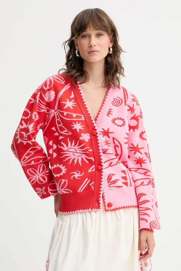 Never Fully Dressed cardigan cu modele rosu NFDKN637