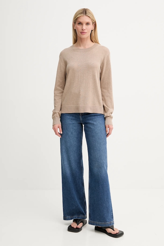 MUNTHE sweter wełniany SWELINA 247161924774 beżowy SS25