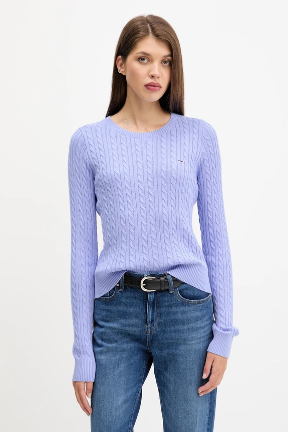 Tommy Jeans sweter bawełniany bawełna fioletowy DW0DW22165