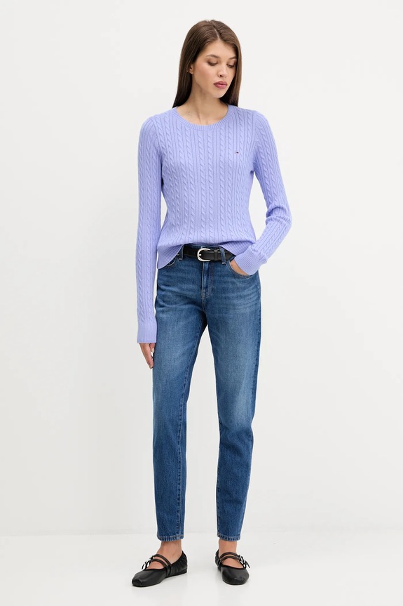 Tommy Jeans sweter bawełniany DW0DW22165 fioletowy AW25
