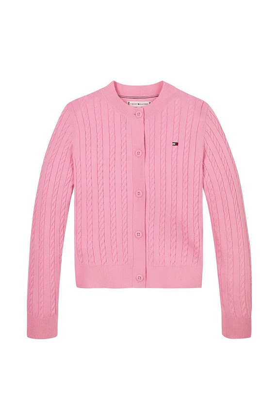 Tommy Hilfiger kardigan dziecięcy KG0KG08282.128.176.PPYA różowy SS25