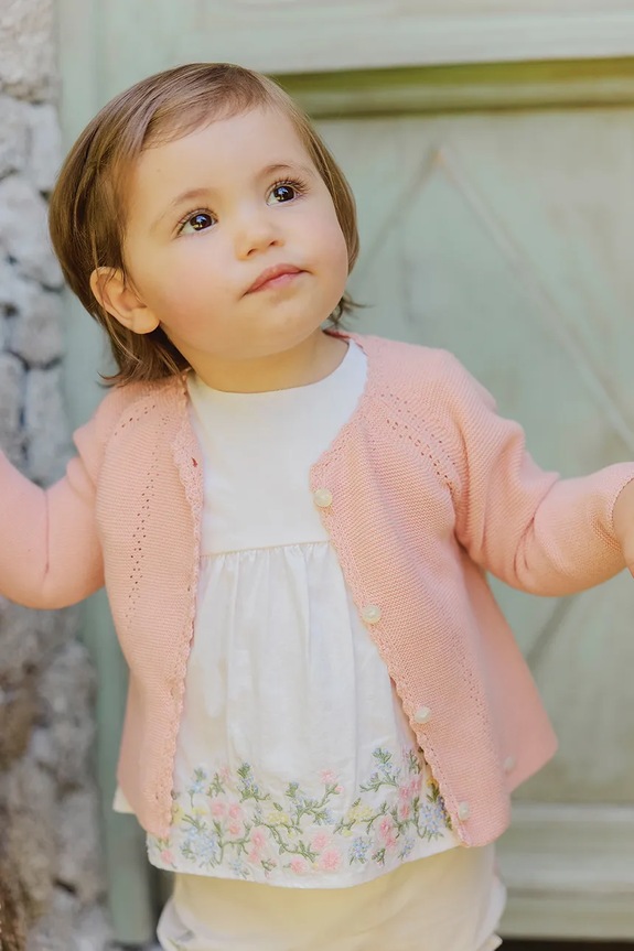 Tartine et Chocolat cardigan in cotone per neonati a maglia fine rosa CA18030.60.74