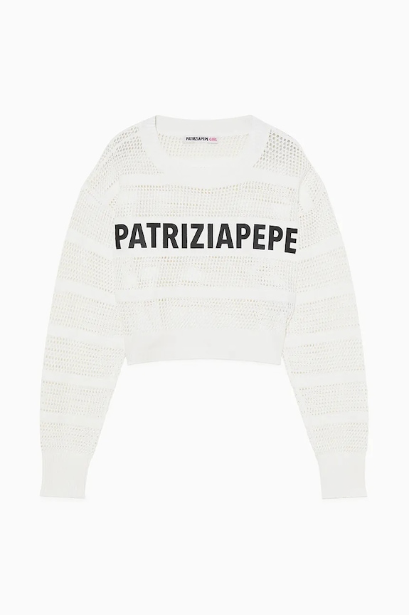 Detský sveter Patrizia Pepe W146 stredne hrubá biela 7K0056
