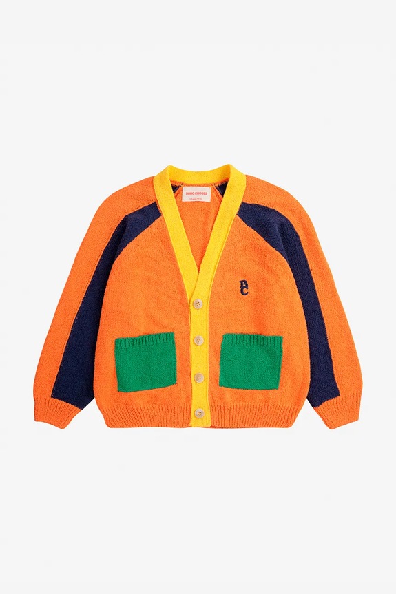 Bobo Choses kardigan dziecięcy 125AC103 pomarańczowy SS25