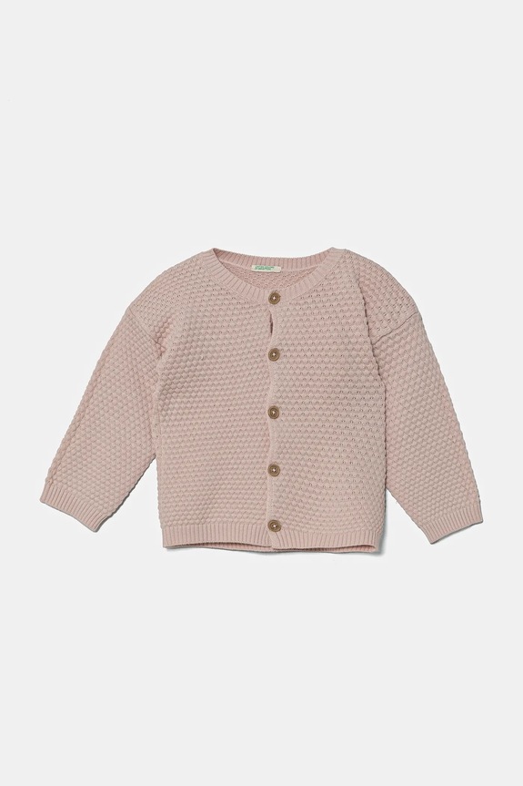 United Colors of Benetton cardigan in cotone per neonati a maglia fine rosa 1294A500Y.W.Seasonal