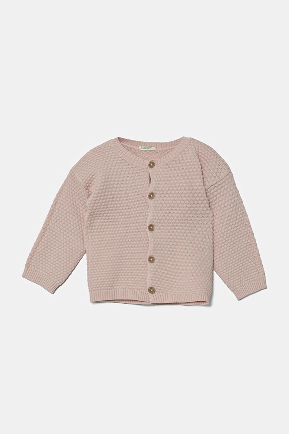 United Colors of Benetton cardigan in cotone per neonati a maglia fine rosa 1294A500Y.W.Seasonal