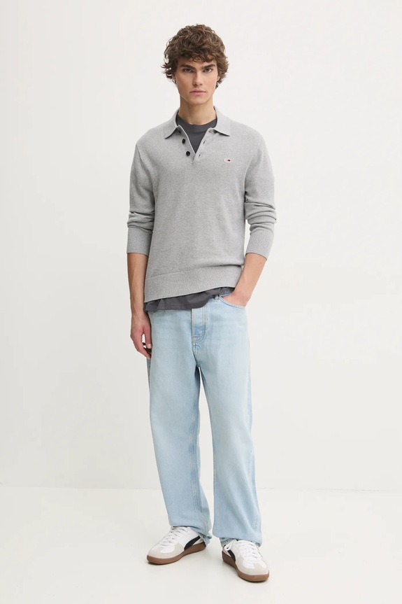 Tommy Jeans sweter bawełniany DM0DM20304 szary AW25