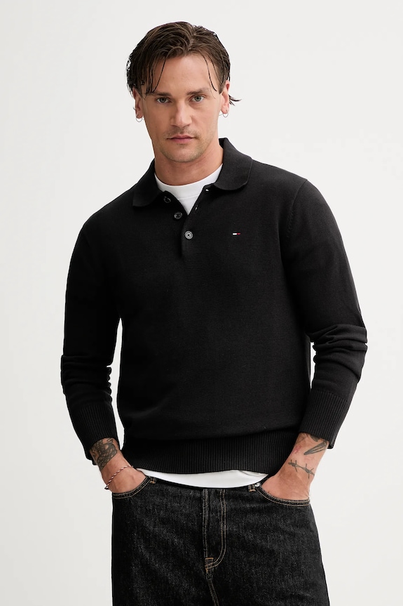Tommy Jeans pulover de bumbac grosime medie negru DM0DM20304