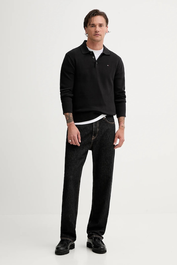 Tommy Jeans pulover de bumbac DM0DM20304 negru AW25