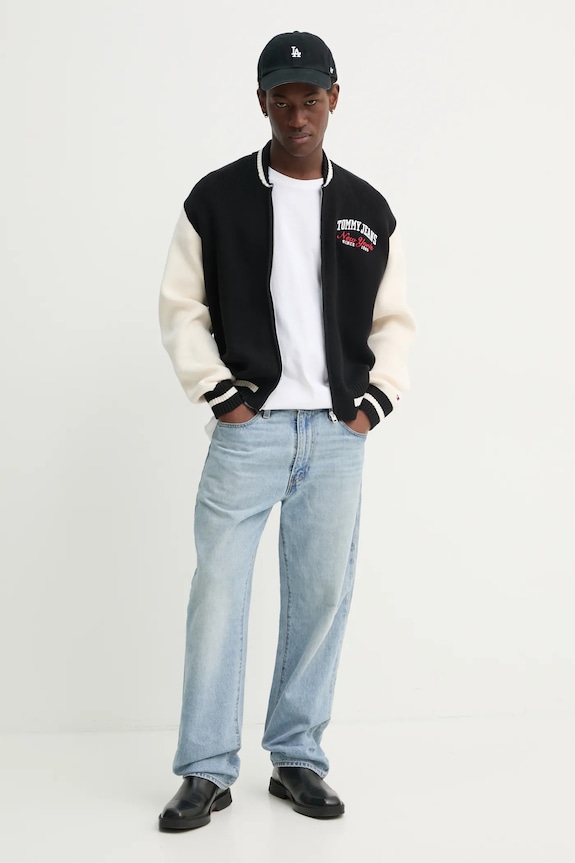 Tommy Jeans kardigan bawełniany DM0DM20306 czarny SS25