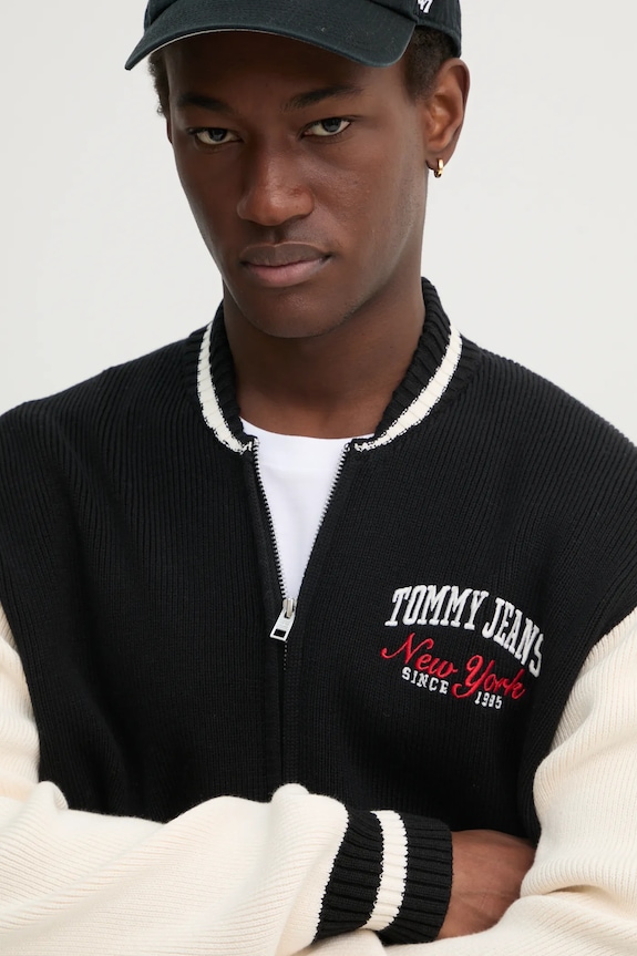 Tommy Jeans kardigan bawełniany czarny DM0DM20306