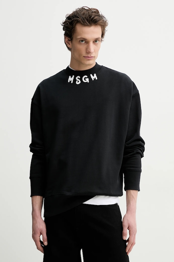 Pamučna dukserica MSGM print crna 3840MM103.257000