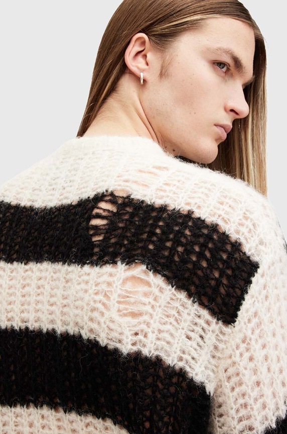 Odzież AllSaints sweter wełniany PIP M025KB biały