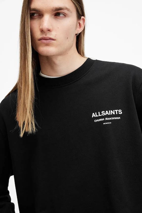 AllSaints bluza bawełniana SANCTUM M028NB czarny SS25