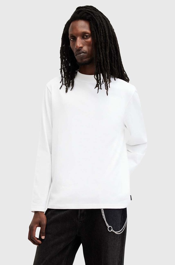 Pamučna dukserica AllSaints NERO bez uzorka bijela M038JB