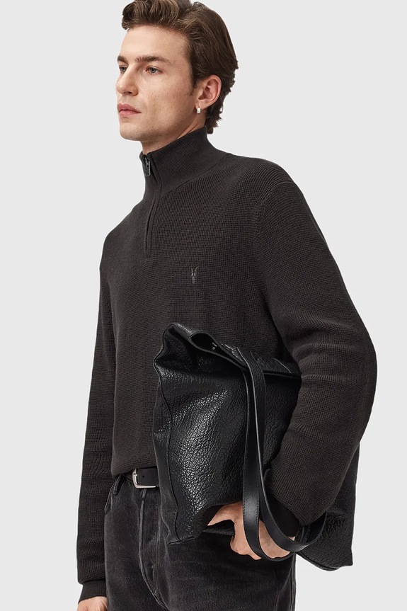 Pulover s dodatkom vune AllSaints ASPEN M090KB smeđa
