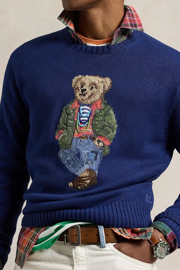 Bavlnený sveter Polo Ralph Lauren modrá 710955762