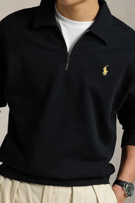 Памучен пуловер Polo Ralph Lauren черен 710961601