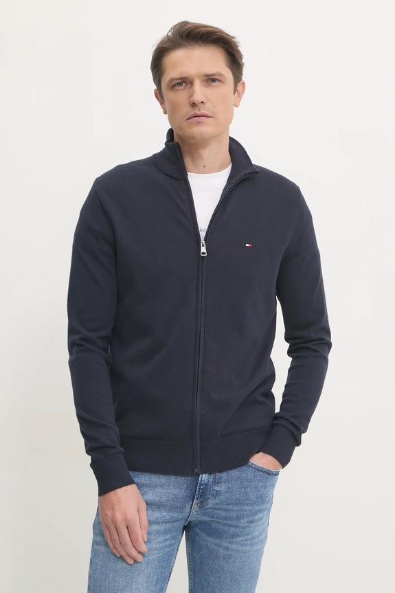 Bombažen pulover Tommy Hilfiger mornarsko modra MW0MW36517