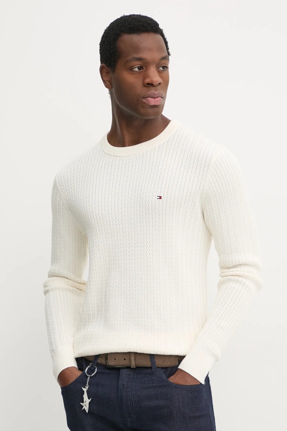 Bavlnený sveter Tommy Hilfiger bavlna béžová MW0MW37400