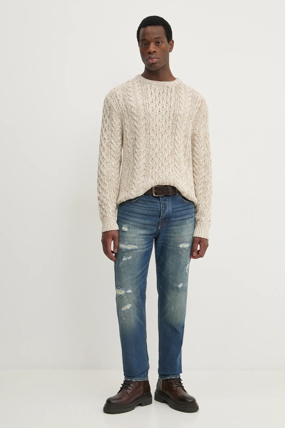 Tommy Hilfiger sweter bawełniany MW0MW37407 beżowy SS25