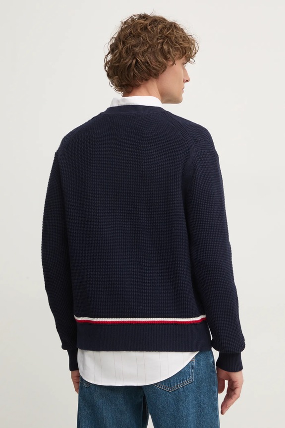 Odzież Tommy Hilfiger kardigan bawełniany MW0MW38087 granatowy