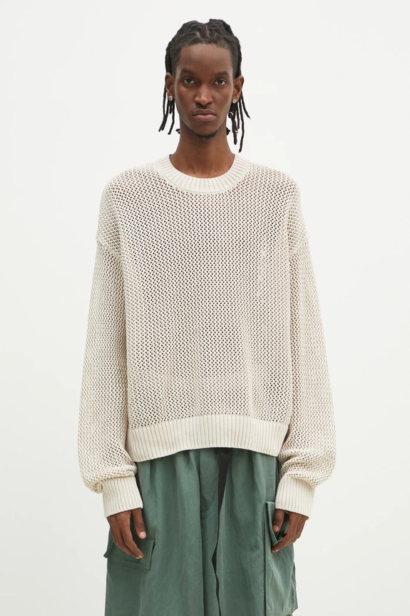 Bavlněný svetr Represent Open Gauge Knit Sweater hladký béžová MLM3821.26