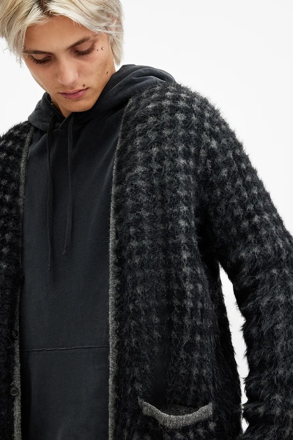 AllSaints kardigan z domieszką wełny EDGAR M041KB czarny SS25