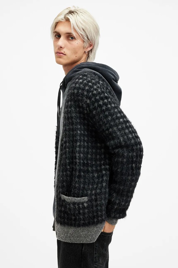 AllSaints kardigan z domieszką wełny EDGAR czarny M041KB
