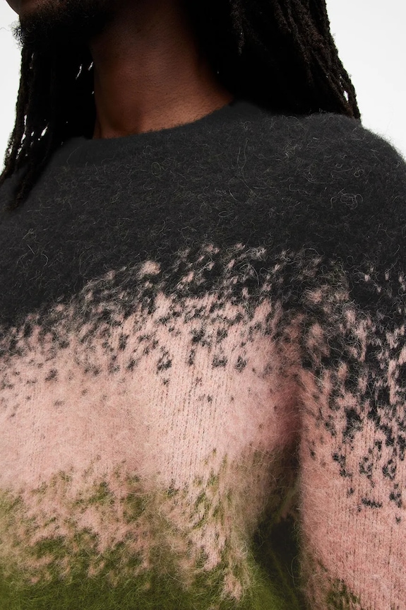 AllSaints sweter wełniany SIRUS M052KB zielony SS25