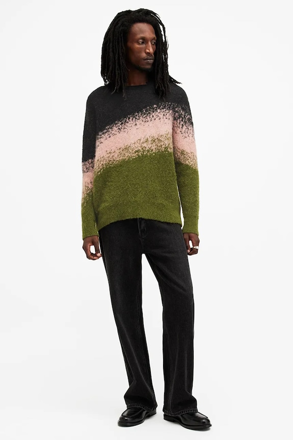 AllSaints sweter wełniany SIRUS zielony M052KB