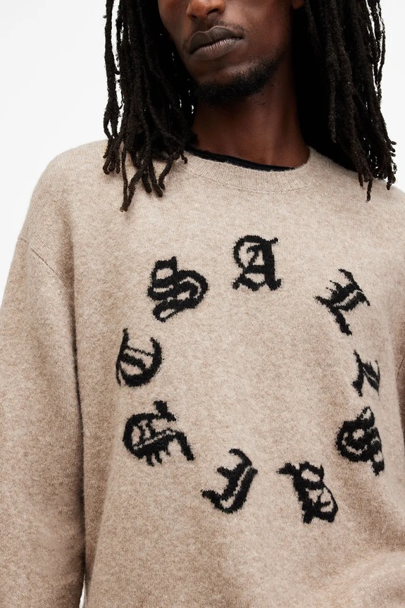 AllSaints sweter z domieszką wełny SCRIPTURE M064KB beżowy SS25