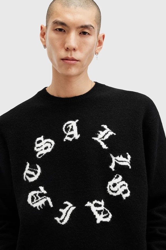 Светр з домішкою вовни AllSaints SCRIPTURE M064KB чорний SS25