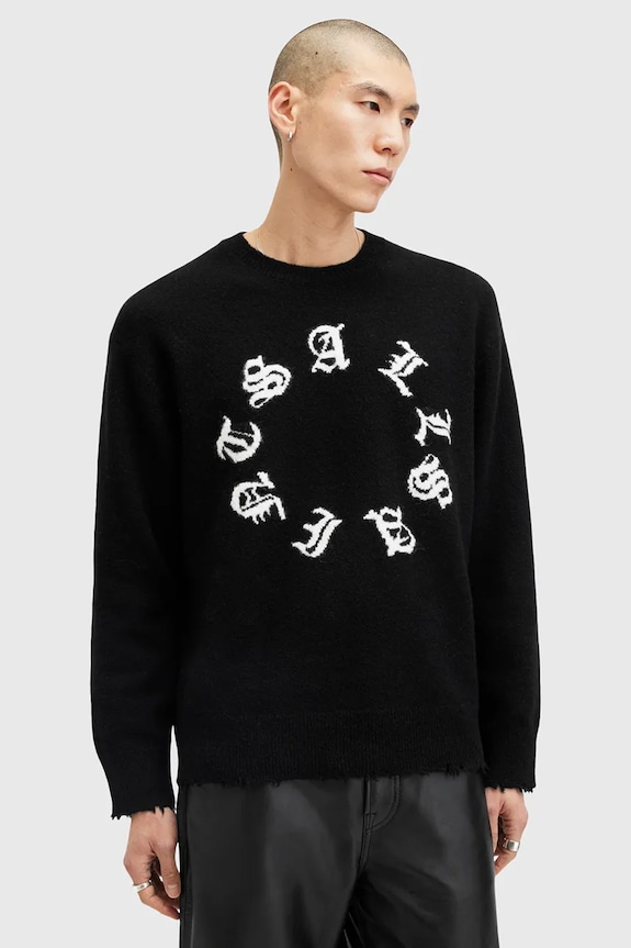 Светр з домішкою вовни AllSaints SCRIPTURE M064KB чорний