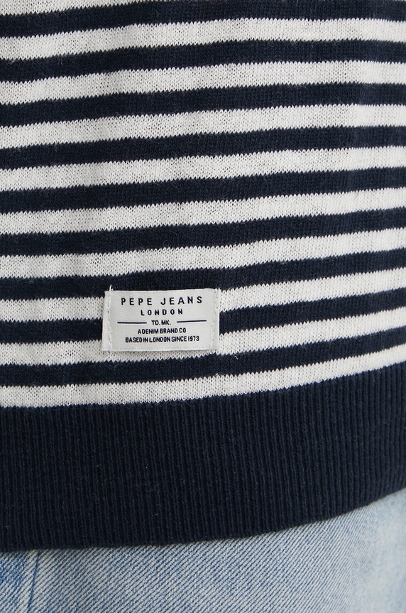 Pepe Jeans vászonkeverék pulóver LAYNE STRIPES PM702508 sötétkék
