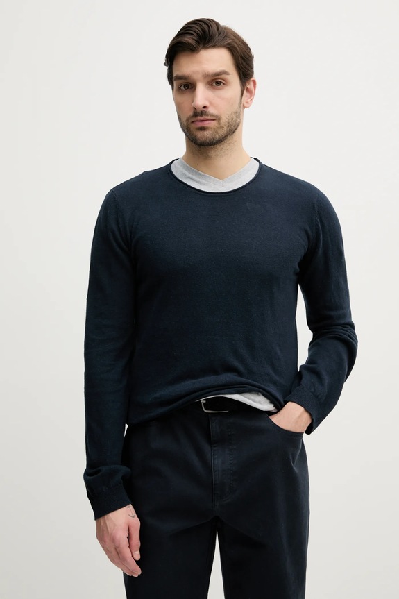 Πουλόβερ από λινό μείγμα Pepe Jeans LAYNE άλλο σκούρο μπλε PM702519