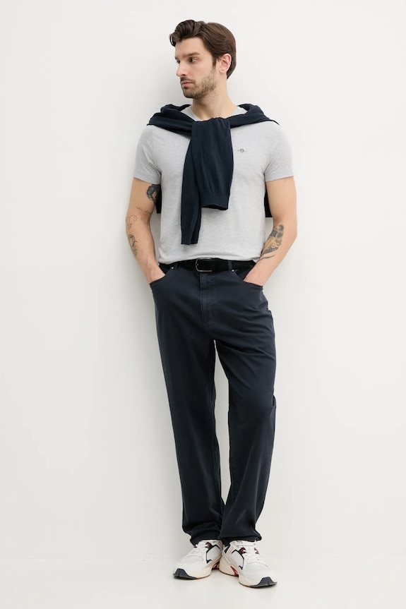 Πουλόβερ από λινό μείγμα Pepe Jeans LAYNE PM702519 σκούρο μπλε SS25