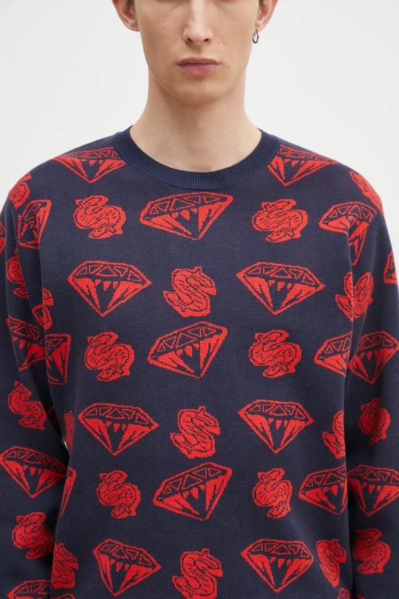 Светр з домішкою вовни Billionaire Boys Club Diamonds & Dollars Knitted Jumper темно-синій B24223