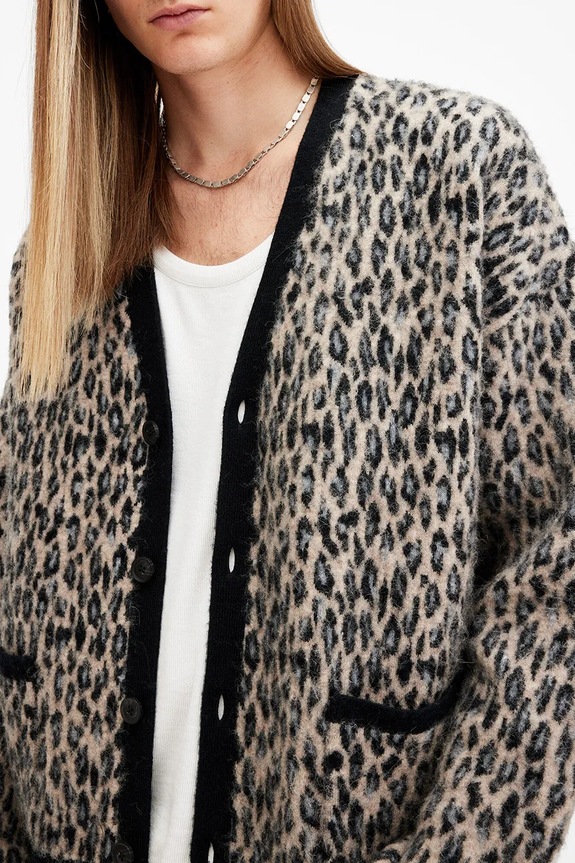 AllSaints kardigan z domieszką wełny NEKO M096KB beżowy SS25
