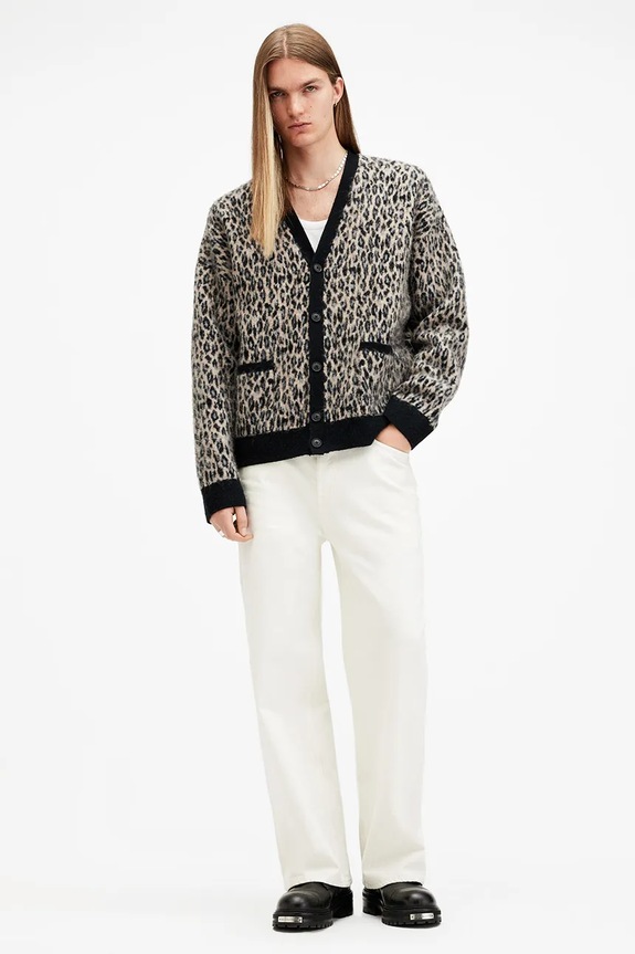 AllSaints kardigan z domieszką wełny NEKO M096KB beżowy