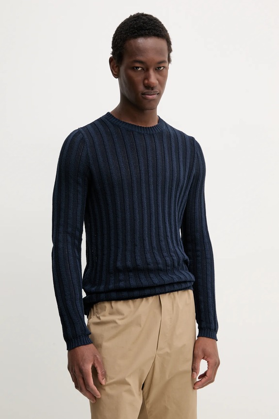 Pamučni pulover BARENA VENEZIA Camicia Mola pamuk mornarsko plava KNU5111.2741