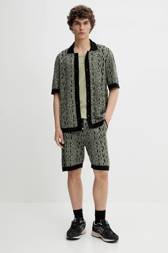 HUGO kardigán 50536665 zöld SS25