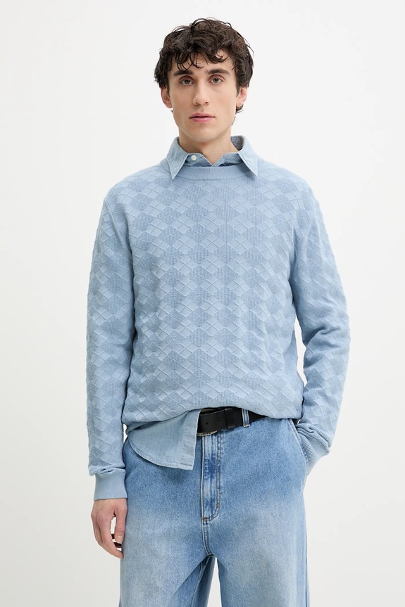 HUGO sweter bawełniany bawełna niebieski 50536694