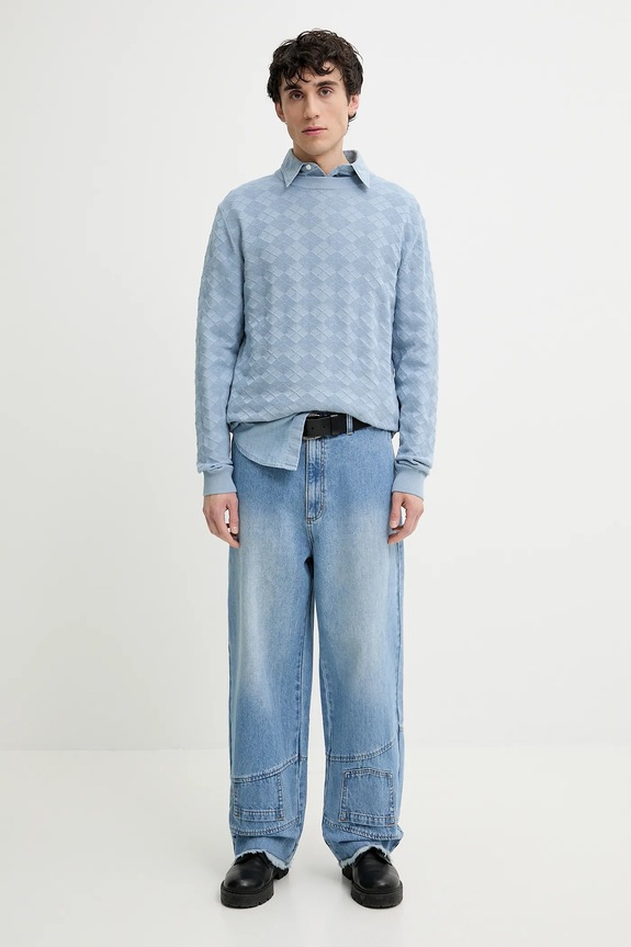 HUGO sweter bawełniany 50536694 niebieski SS25