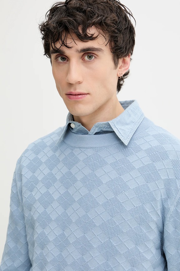 HUGO sweter bawełniany niebieski 50536694