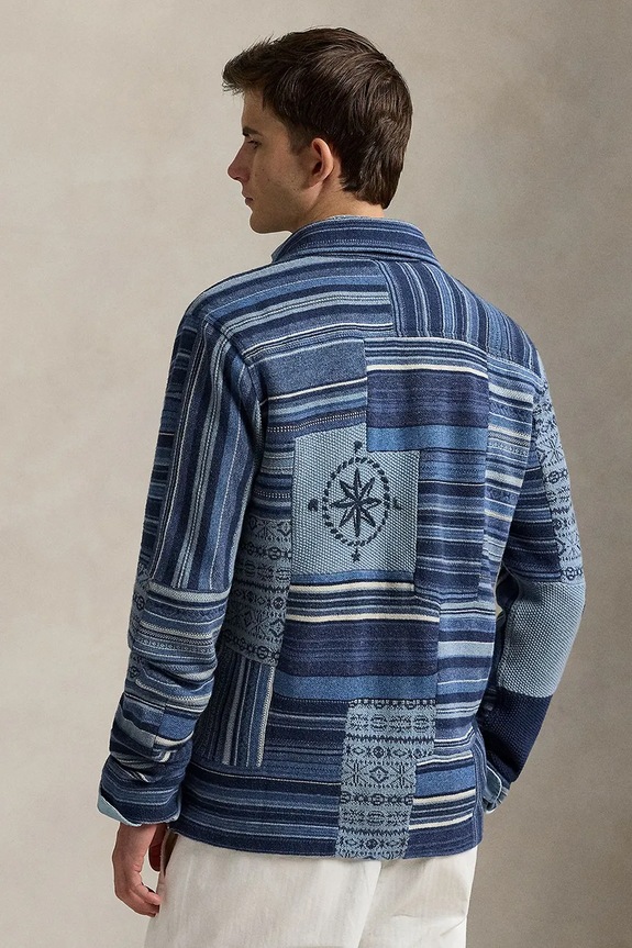 Ζακέτα με λινό μείγμα Polo Ralph Lauren 710963961 μπλε SS25