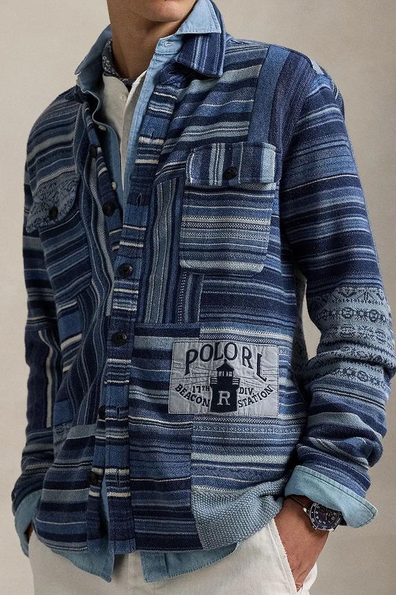 Ζακέτα με λινό μείγμα Polo Ralph Lauren μπλε 710963961