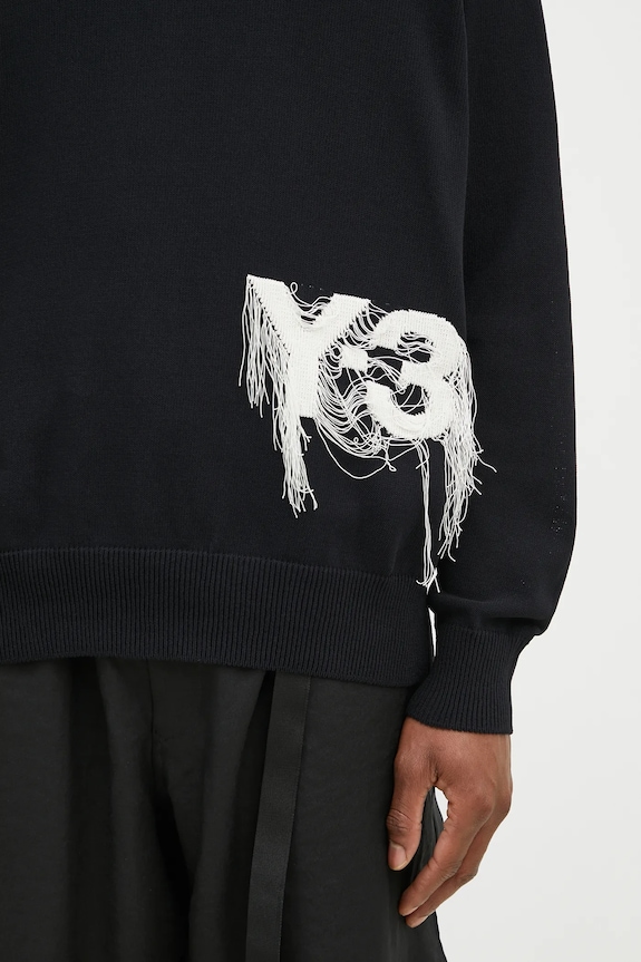 Пуловер Y-3 Logo Knit Crew черен JL8752